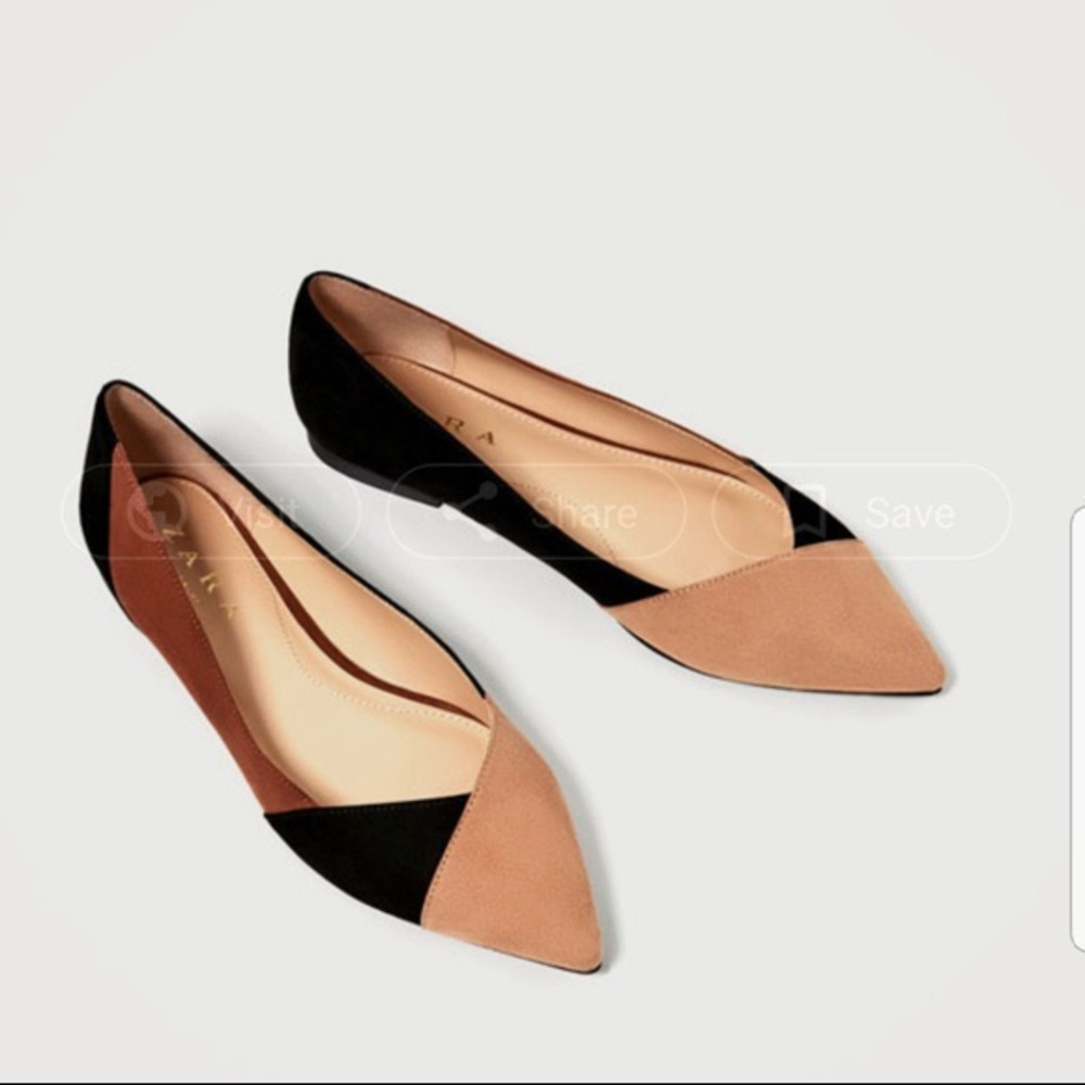 Zara tricolor ballerina flats